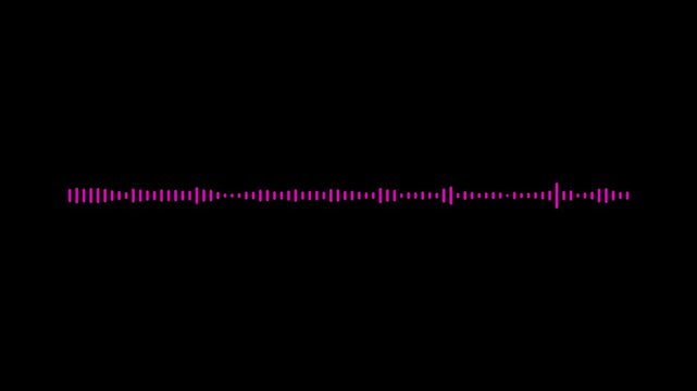 lines audio wave visualization with neon audio waveform spectrum animation, Music equalizer, Audio visualiser, music equalizer bars pulse, podcast voice waveform on black background, 4k loop