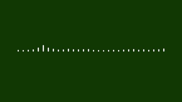 Organic audio spectrum visualization with white sound wave frequency classic graphic sound equalizer, Music sound wave animation on green background, music player interface 4k loop