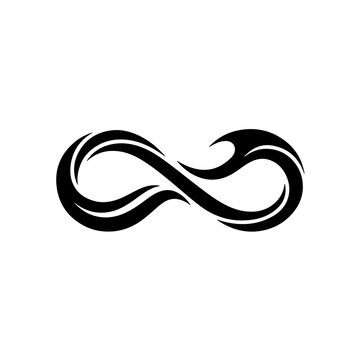Infinity wave symbol with elegant flowing curves, solid black logo, clean vector artwork, white background.01