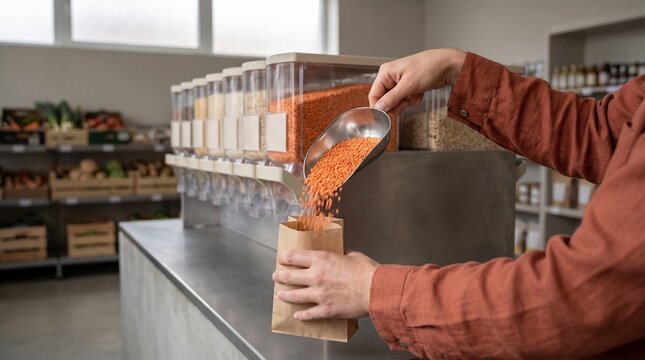 Hands selecting lentils for an everyday weight loss grocery list