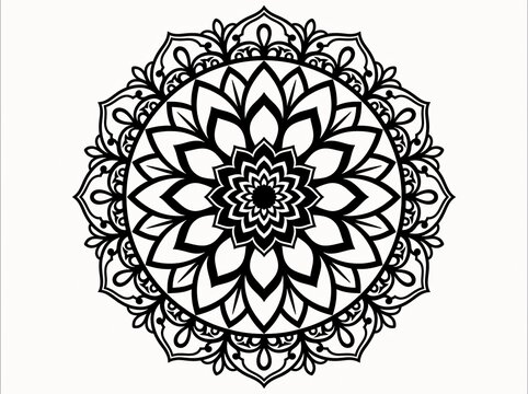 Bold flower mandala vector design with circular floral petals and ornamental frame