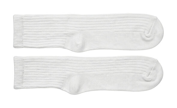 Plain white socks png Ribbed cotton socks cutout Athletic crew socks png Comfortable textile socks cutout Soft fabric socks png Clean isolated transparent background image