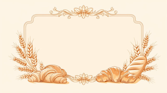 A vintage bakery-style frame featuring a beautiful design, an elegant emblem for cookie packaging, and a traditional bakery symbol; suitable for creating warm, seasonal greeting cards and gift tags.