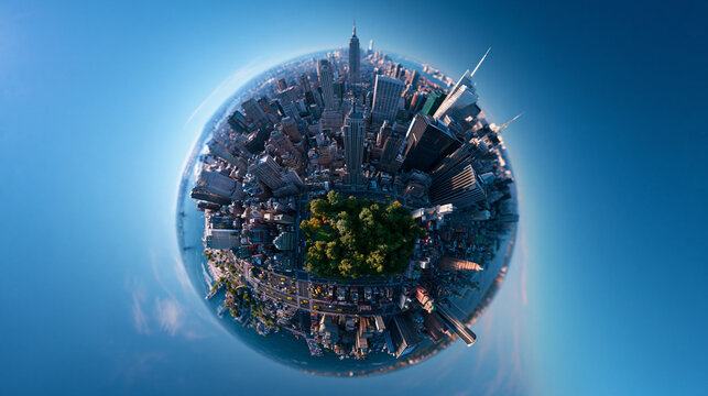 360 Degree Little Planet Concept of New York City Skyline