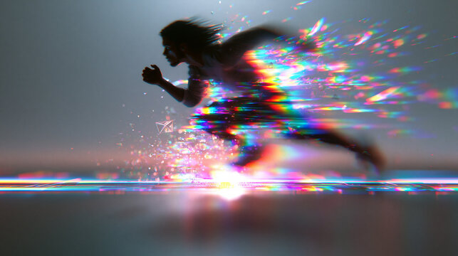 Futuristic Speed and Acceleration Concept of Man Running Fast