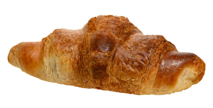 Baked crispy croissant on isolated background