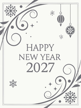 Elegant Happy New Year 2027 Greeting Card Template