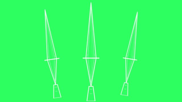 Trio White Line Daggers Animation Green Screen
