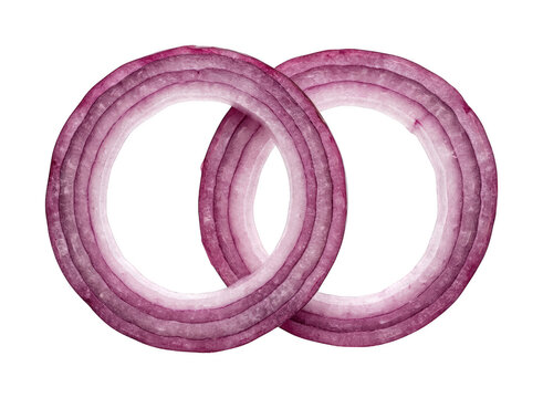 Sliced red onion ring png Fresh onion slice cutout Interlocking red onion png Detailed red onion ring cutout Raw red onion slice png isolated transparent background image