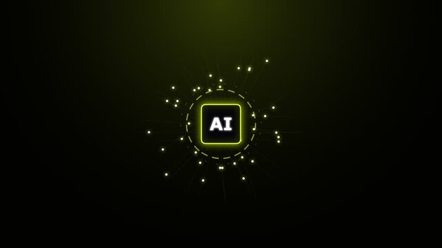 Ai artificial intelligence glowing neon icon logo