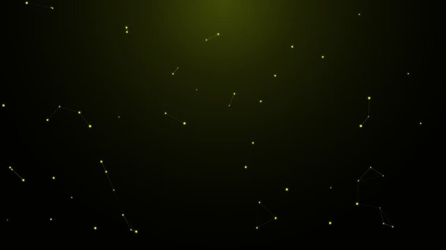 Abstract yellow glowing particles motion background