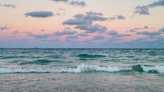 Dramatic sky and seascape at summer vacation. Skyscape with sea horizon. Scenic horizon view at sea nature. Romantic summer vacation view on seascape. Vacation tour. Sea horizon view