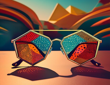 modern geometric polka dot pattern sunglasses with pentagon shaped lenses for summer fashion and unique style