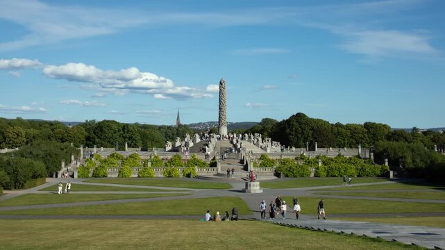 Time lapse view of the Vigeland sculpture park in Oslo, Norway.