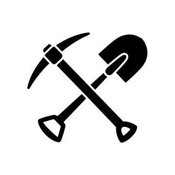 Crossed pickaxe and shovel icon