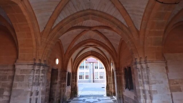 Walking Beneath Historic Gothic Stone Archway, Lancing, UK - POV VIDEO - NO AUDIO