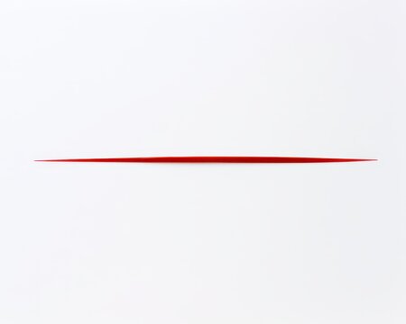Thin horizontal red brush stroke line isolated on white background