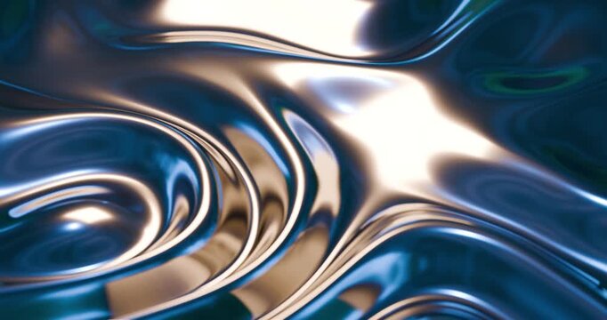 Abstract blue metallic liquid waves looping video