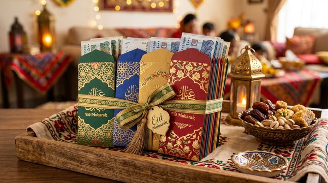 Decorative Eidi Cash Envelope Bundle for Eid Festival.