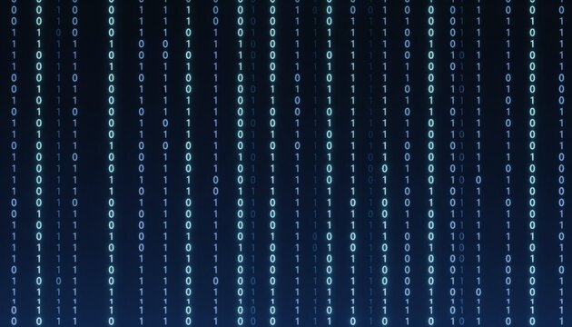 Glowing Binary Code Data Stream Background