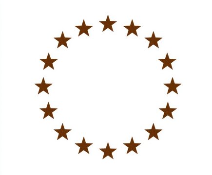 Circle of brown stars isolated on white background