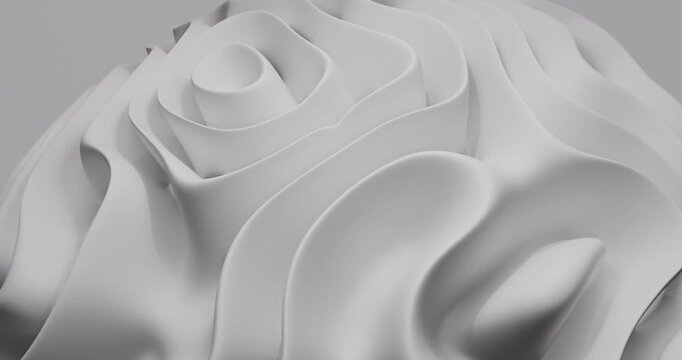 Abstract white folded surface on gray background looping video
