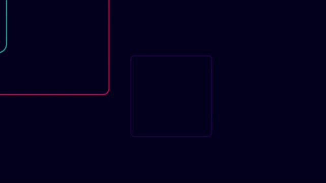Neon square frames motion background: abstract glowing geometric lines animation 4k