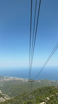 Cable car ride at Montserrat with views of the sea and mountains