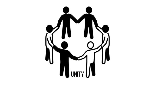 Circular group of figures holding hands unity concept icon.