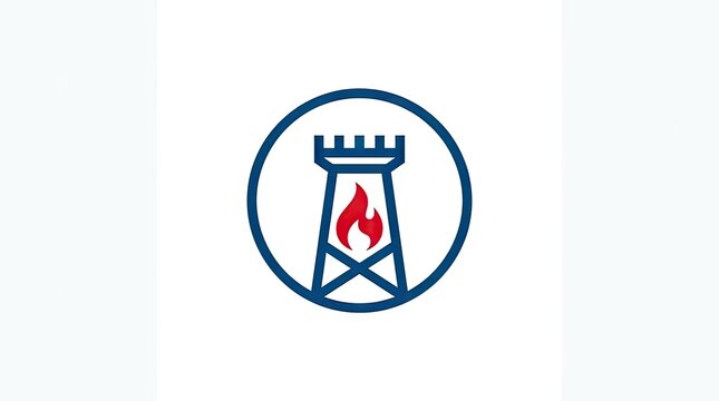 Circular industrial oil gas rig tower logo design.