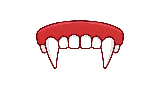 Cartoon illustration of vampire teeth with sharp fangs isolated on a white background transparent background