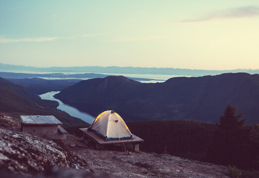 Tent in mountains