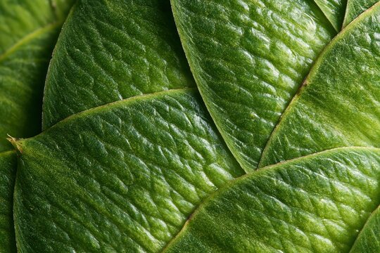 Close up view of green cardoon stalk revealing overlapping scaly texture in macro style