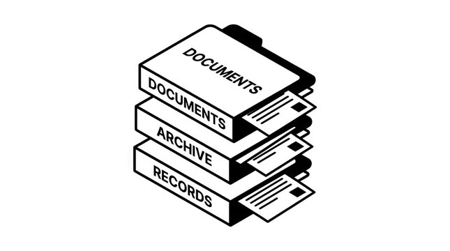 Stack of archive document boxes in isometric view.