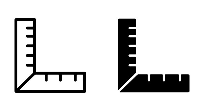 Corner Ruler Icons, Measuring Tool Vector Graphics, Precision Measurement Symbols, Engineering and Crafting Tools