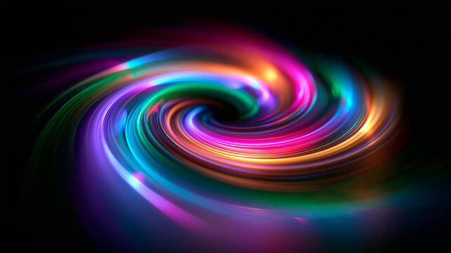 Abstract Colorful Glowing Light Spiral Vortex Background