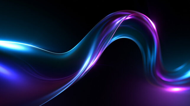 Abstract Glowing Light Wave in Neon Blue and Purple