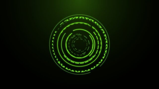 Green digital hud circle interface loading frame
