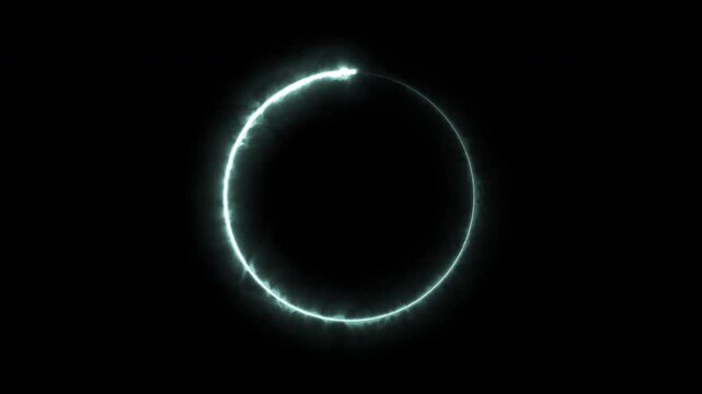 A circle of saber light on a black background, a looping spectrum animation, glowing neon lights.