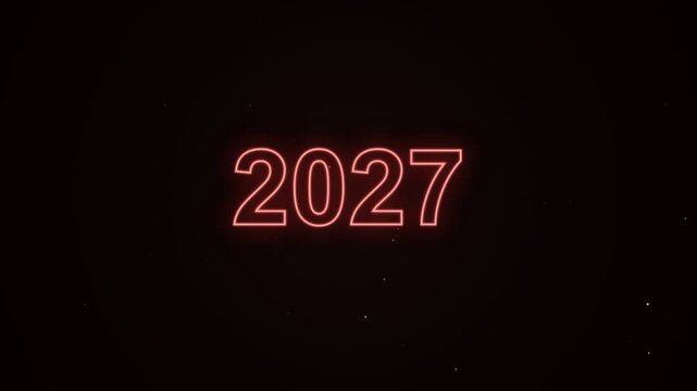 Neon glowing 2027 year text on dark background