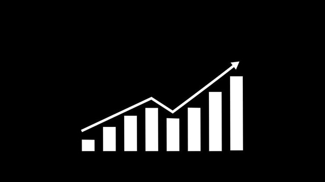 Motion animated footage. Statistics bars columns growth, arrow up. Finance, Bar graph going up. Business growth concept in graph chart showing marketing sales profit increasing.