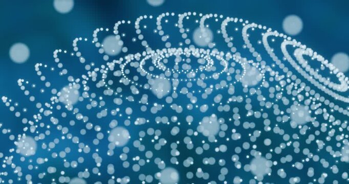 Abstract wave of glowing particles on blue background looping video
