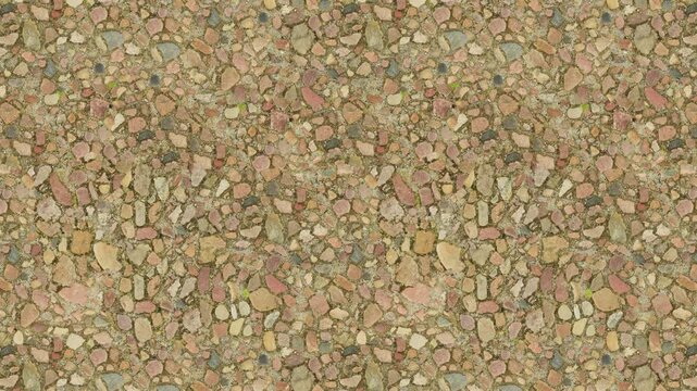 Rough textured pebble aggregate seamless loop background pattern.