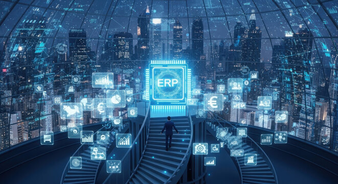 Enterprise Resource Planning (ERP) system for business process management. This ERP software solution integrates core business functions for efficiency. Motif