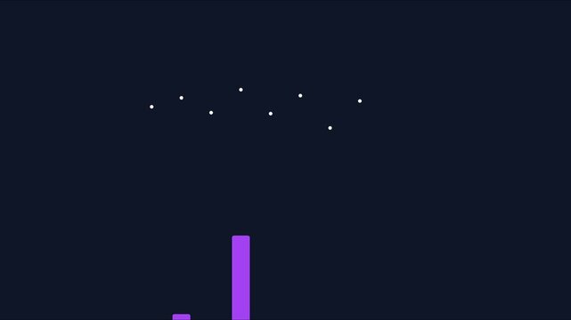 Animated bar chart growth graph with floating data points for business analytics and financial performance presentation animation 4k