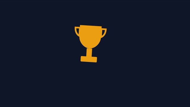Animated golden trophy with pulsing circle effect on dark animation 4k background, motion success victory