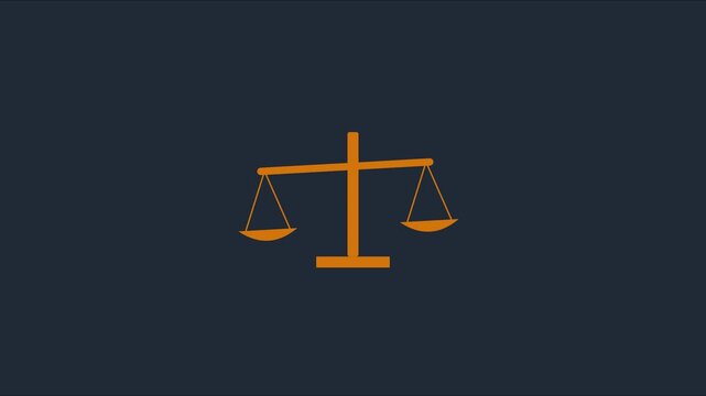 Animated scales of justice legal balance and fairness concept animation 4k