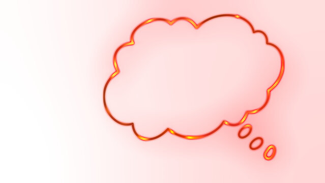 8K Red neon thought bubble overlay glowing speech cloud isolated on transparent background