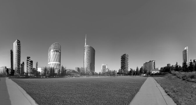 Modern buildings at Porta Nuova in Milan, Lombardy, Italy. Gae Aulenti square