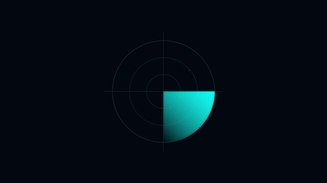 Digital radar screen interface with scanning motion and target detection animation 4k sonar